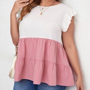 SHEIN Plus Colorblock Butterfly Sleeve Blouse Size 3XL (18)